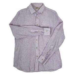 Faherty Brand Linen Long Sleeve Button Up Mens Shirt Lavender Medium Casual